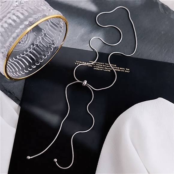 🔵𝟲𝟱%𝗢𝗙𝗙 𝗯𝘂𝗻𝗱𝗹𝗲𝘀 𝟯+🔵 NEW Lariat Adjustable Stainless Steel Necklace - Picture 7 of 12